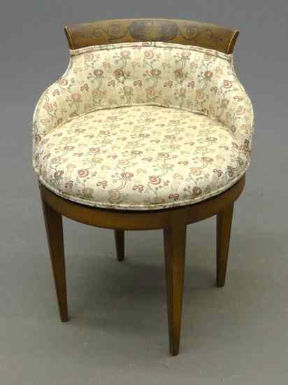 Appraisal: Vanity swivel chair '' Ht Hand painted on backrest