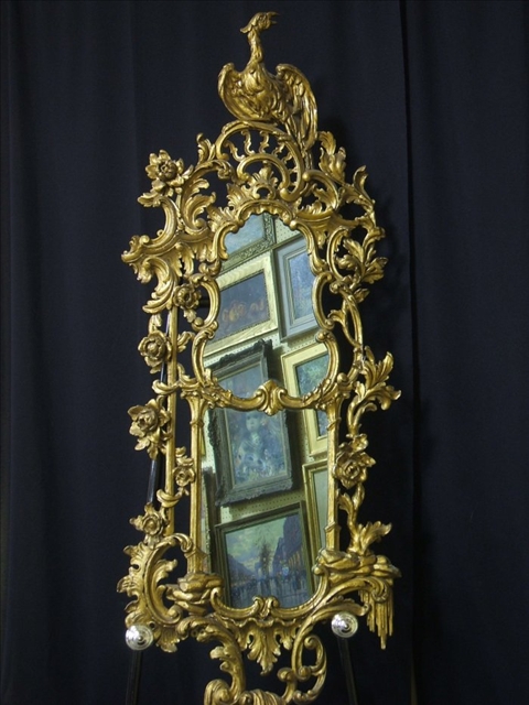 Appraisal: CHINESE CHIPPENDALE GILT MIRROR th century the two mirrorplates surmounted