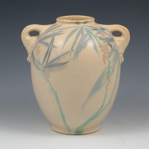 Appraisal: Roseville experimental Dawn vase on a - Tuscany form Hand