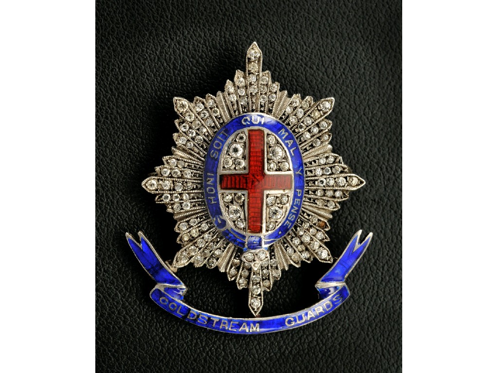 Appraisal: A Coldstream Guards enamel and paste Brooch