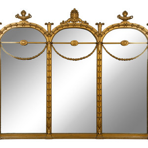 Appraisal: A Louis XVI Style Giltwood Overmantle Mirror TH CENTURY Height