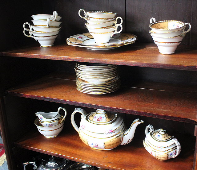 Appraisal: A REGENCY STYLE TEA SET decorated with panels of flowers