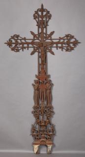 Appraisal: Large French Provincial Cast Iron Garden Cross Large French Provincial