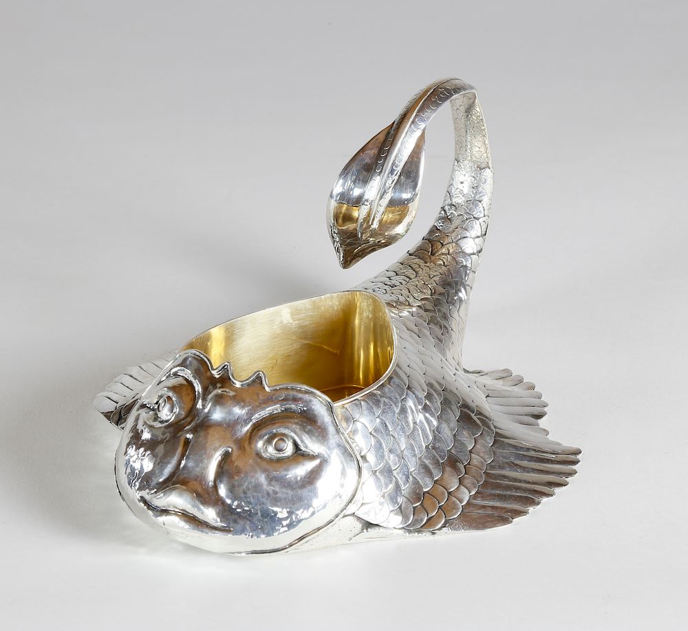 Appraisal: Sterling Silver Blow-fish Wine Bottle Caddy Exclusive on Bidsquare Sterling