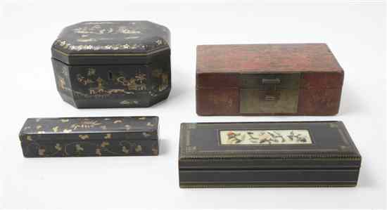 Appraisal: A Group of Four Lacquered Boxes comprising a Japanese black