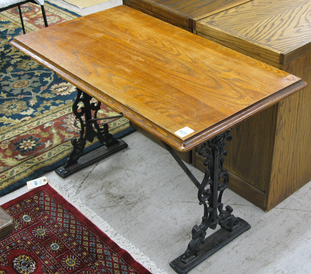 Appraisal: VICTORIAN OAK AND CAST IRON PUB TABLE English late th