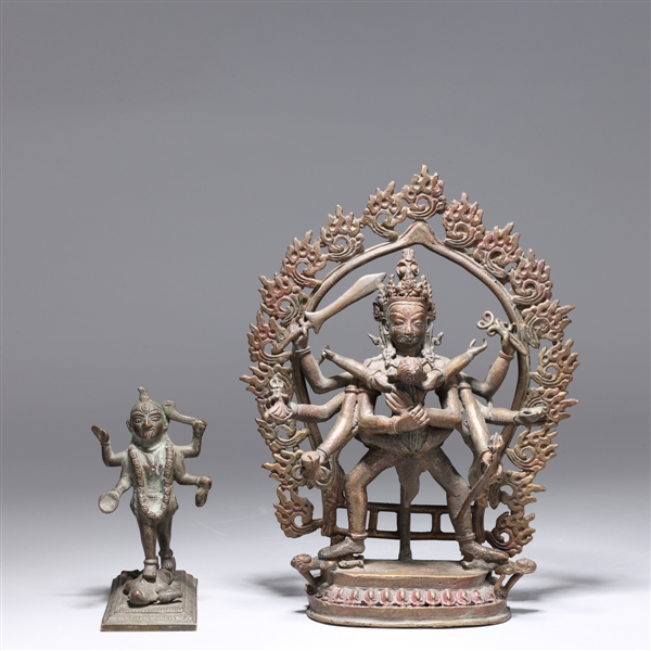 Appraisal: Two antique Indian bronzes th century or earlier multi-armed deity