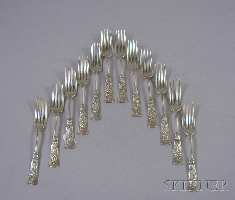 Appraisal: Set of Twelve Gorham Sterling Silver Luncheon Forks Fontainebleau pattern