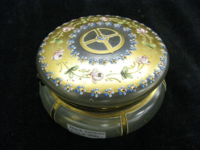 Appraisal: Victorian Art Glass Dresser Box elaborate enameled floral gold on