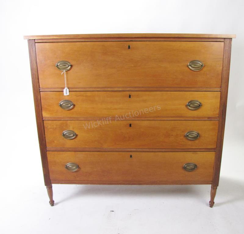 Appraisal: An antique cherry Federal style four drawer chest graduated drawers