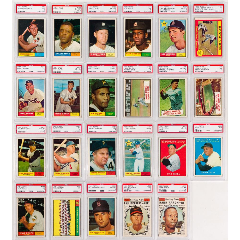 Appraisal: TOPPS BASEBALL PSA ASSORTMENT PSA graded cards including Willie Mays