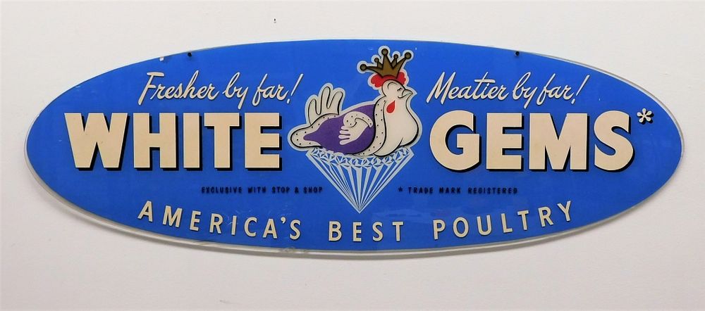 Appraisal: American White Gems Poultry Advertisement Sign United States th Century