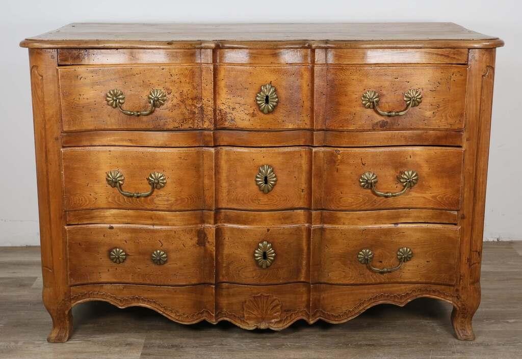 Appraisal: FRENCH PROVINCIAL FRUITWOOD COMMODEFrench Provincial fruitwood commode French early th