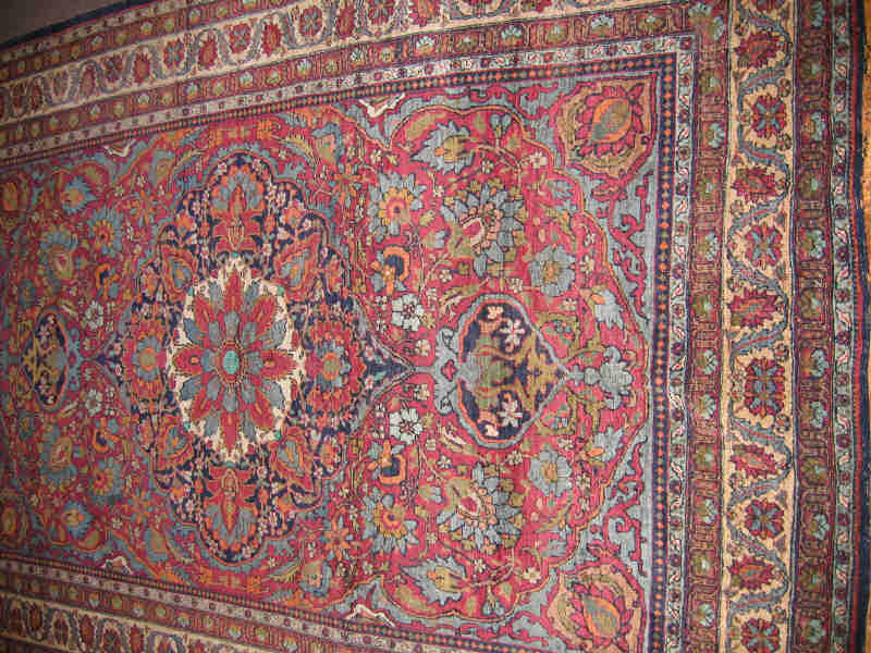 Appraisal: FINE PERSIAN SILK TABRIZ THROW RUG Early th century the