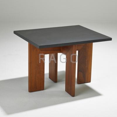 Appraisal: ADRIAN PEARSALL Side table USA s Walnut and cleft slate