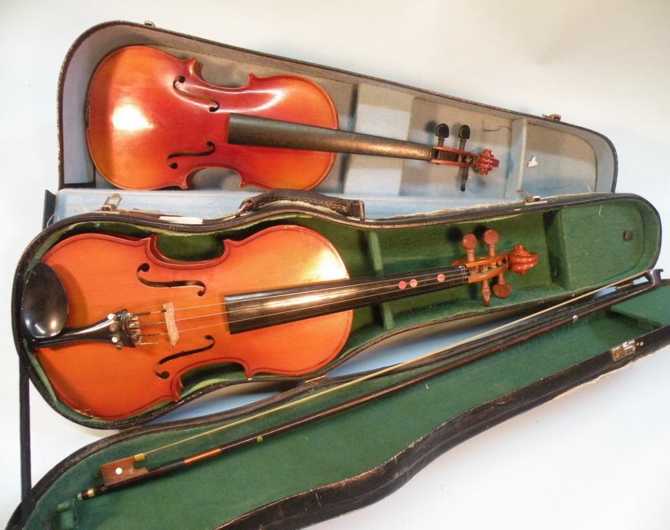 Appraisal: A Chinese 'Parrot' model child's violin and bow and another