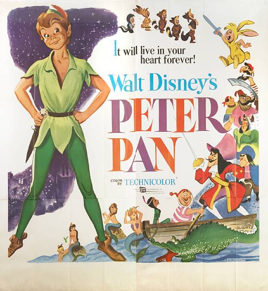 Appraisal: Peter Pan Walt Disney -R six-sheet condition A x in