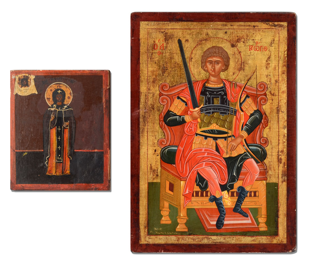 Appraisal: ICONS Larger picture is of St George with sword Oil