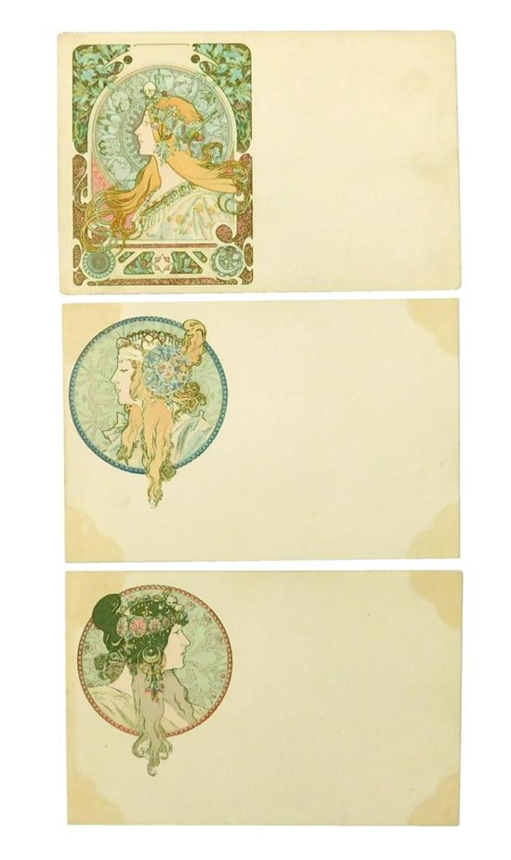 Appraisal: EPHEMERA Three Alphonse Mucha Czech - postcards including two c