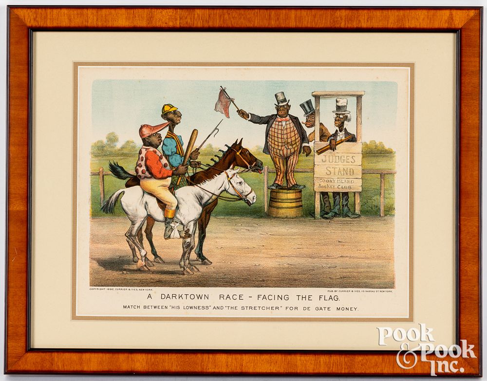 Appraisal: Two Darktown Currier Ives lithographs Two Darktown Currier Ives lithographs