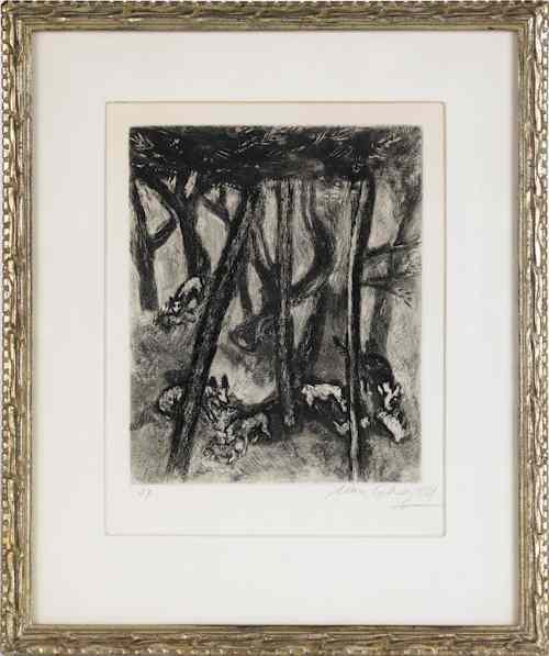 Appraisal: Marc Chagall Russian French - etching titled Wolves and Lambs