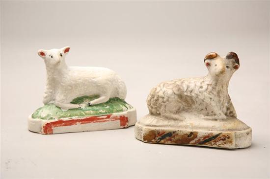 Appraisal: TWO CHALK FIGURES A ram h And a sheep h