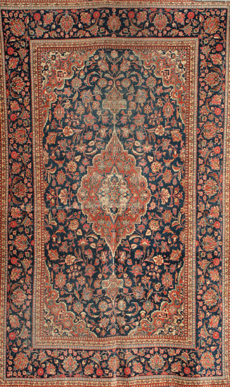 Appraisal: Keshan Rug First Quarter th Century Blue ground with palmette