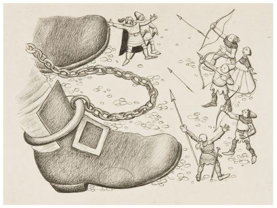 Appraisal: TENGGREN Gustaf Illustrator - Gulliver in Lilliput Pen and ink