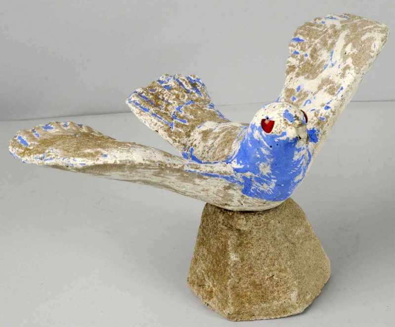 Appraisal: Concrete Folk Art Dove Description With glass eyes and metal