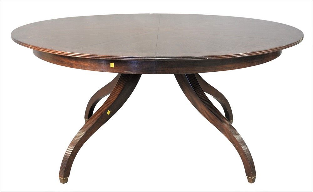 Appraisal: Custom Mahogany Round Dining Table having two extra leaves on