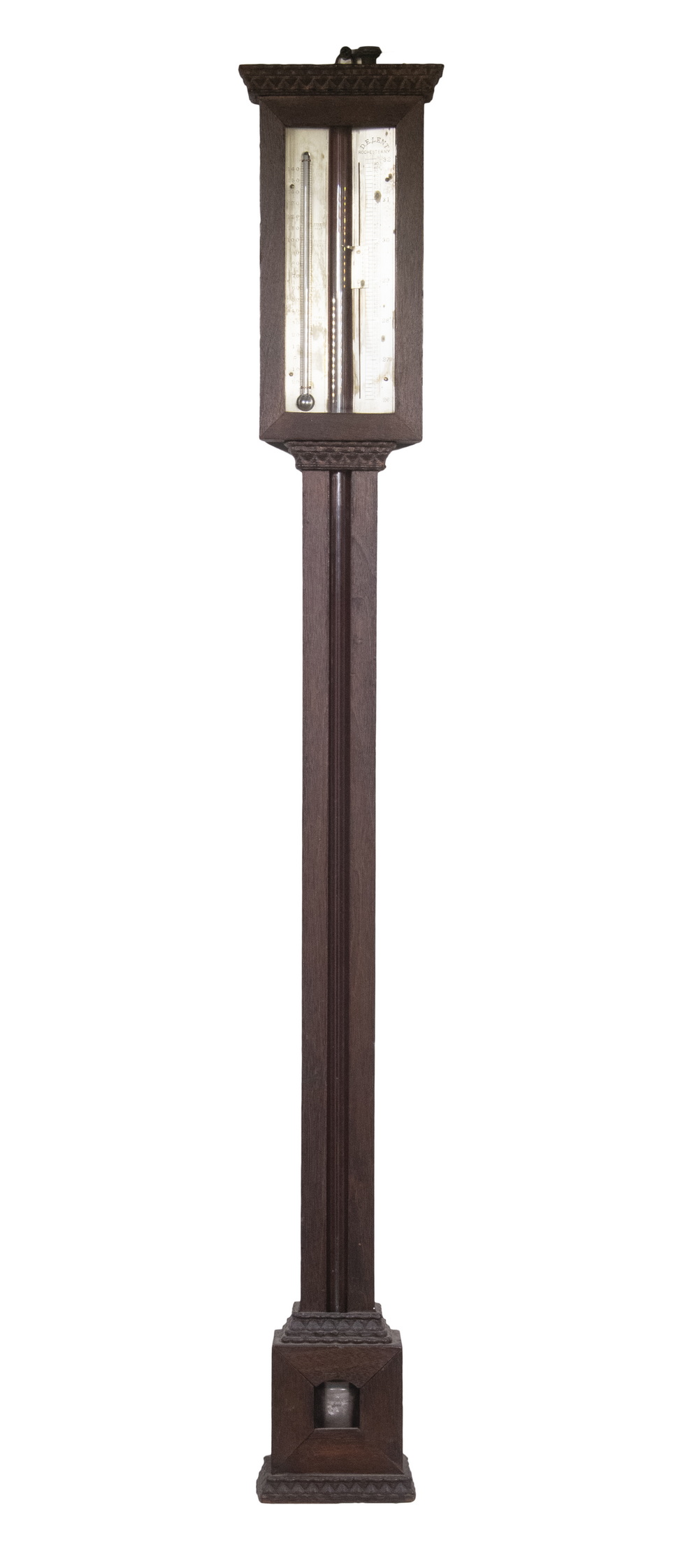 Appraisal: D E LENT ROCHESTER STICK BAROMETER Mid- th c Mahogany