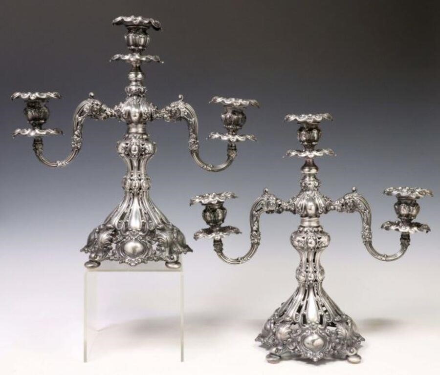 Appraisal: REED BARTON RENAISSANCE SILVERPLATE CANDELABRA pair Reed Barton silverplate candelabra