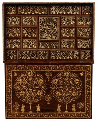 Appraisal: A th Century Mughal ivory inlaid rosewood table cabinet Gujarat