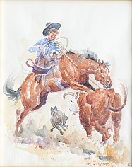 Appraisal: Joe Beeler Untitled Bucking Bronc watercolor on paper x sight