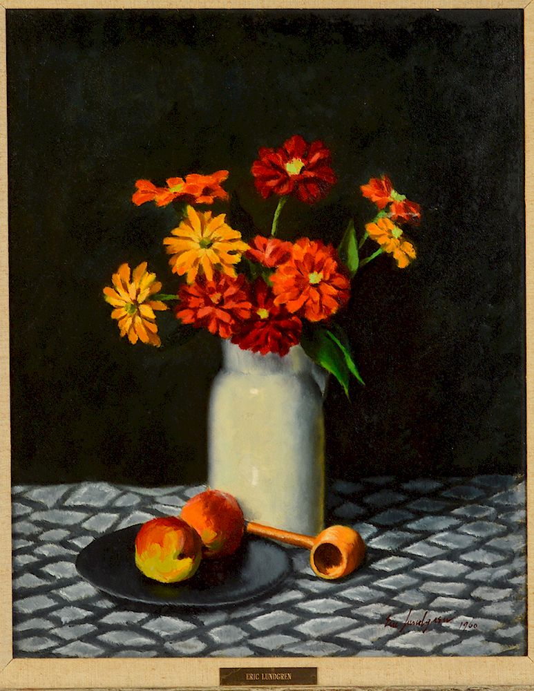 Appraisal: Eric Lundgren 'Still Life' Oil Painting on Board Eric Lundgren