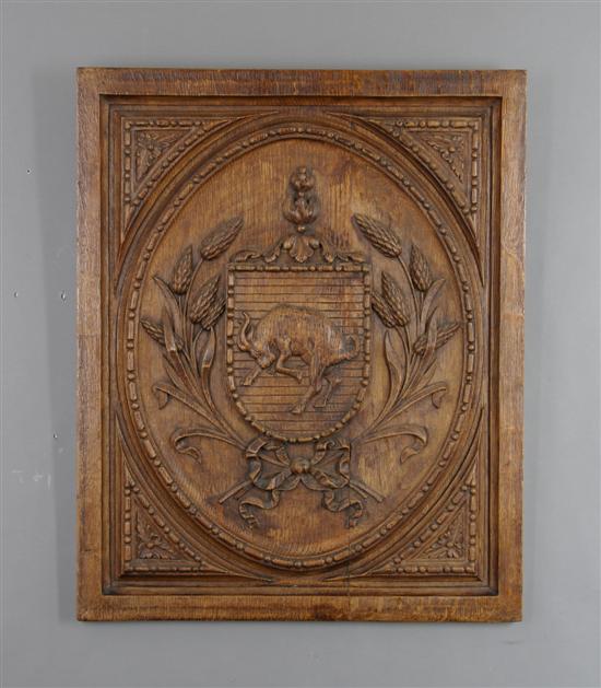 Appraisal: A Carved Oak Relief Panel Height x width inches