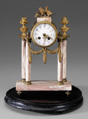 Appraisal: Ormolu-Mounted Marble Portico Clock probably French th century columns with