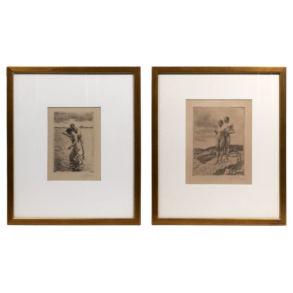 Appraisal: ANDERS LEONARD ZORN SWEDISH - ETCHINGS pieces both pencil signed