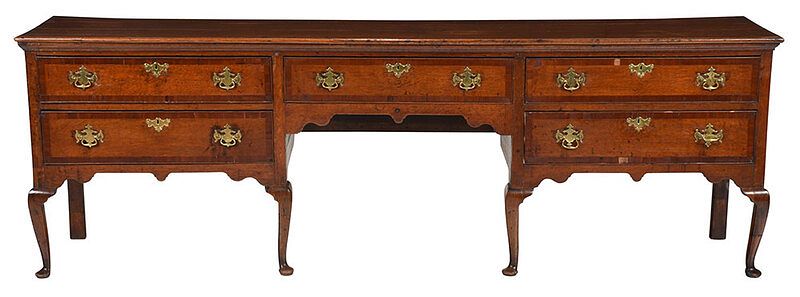 Appraisal: Large Welsh Inlaid Oak Dresser or Server British th th