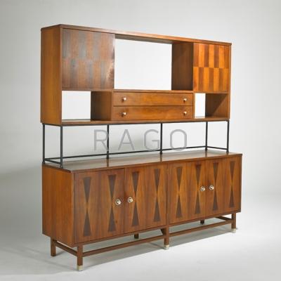 Appraisal: STANLEY Cabinet USA s Walnut rosewood aluminum and painted iron