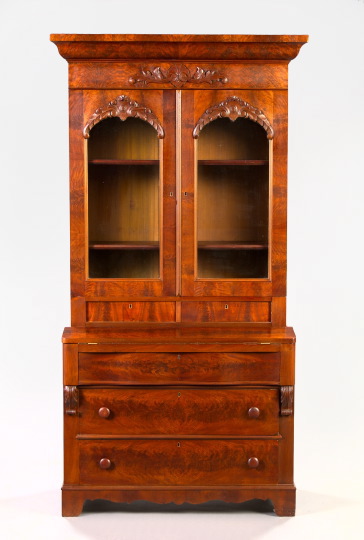 Appraisal: American Transitional Late Classical into Rococo Revival Figured Walnut and