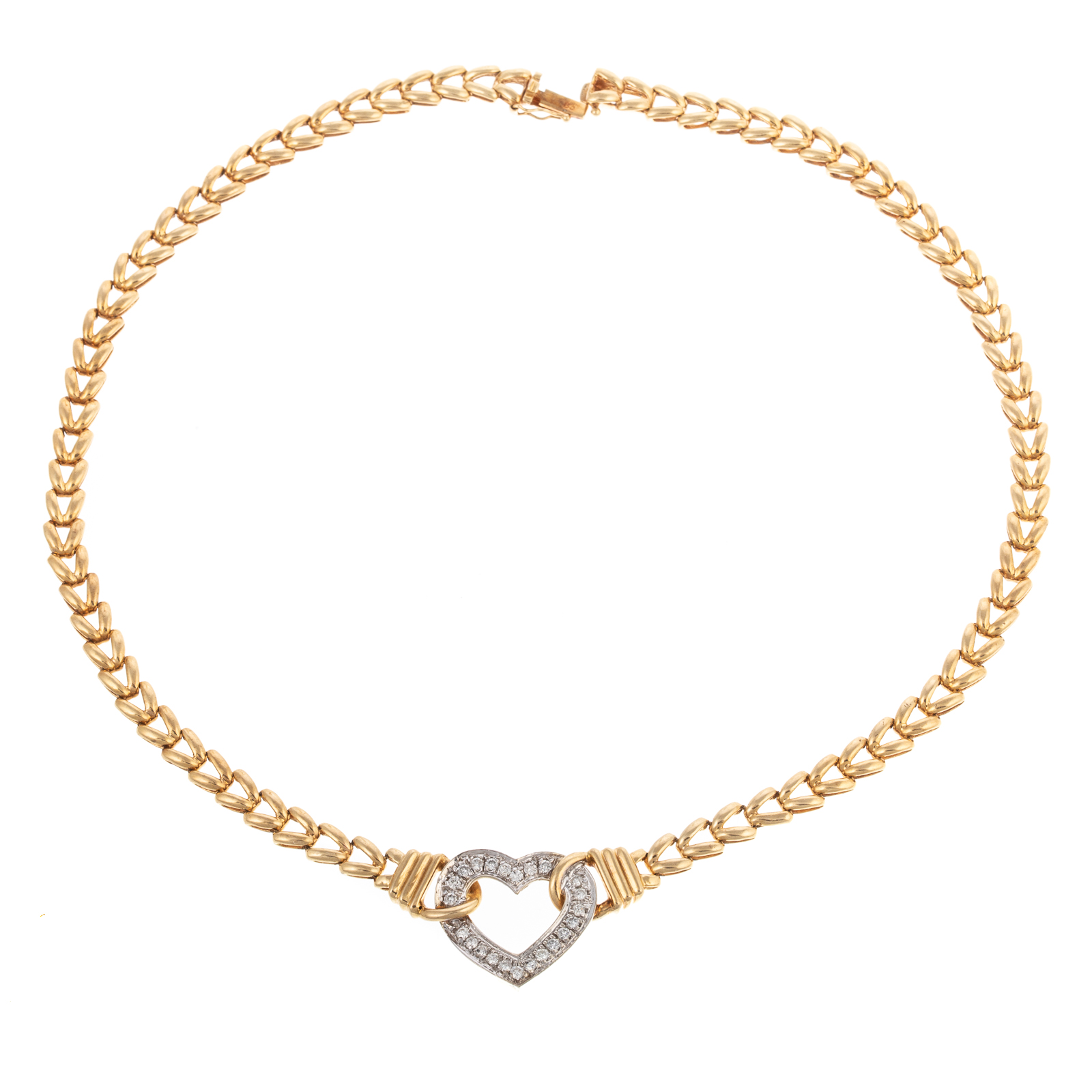 Appraisal: AN IMPRESSIVE OPEN HEART DIAMOND NECKLACE IN K K yellow