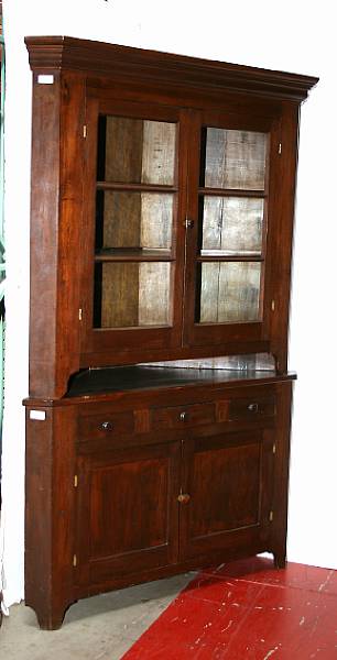 Appraisal: A late Federal stained hardwood corner cupboard first quarter th