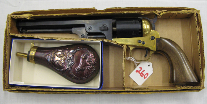 Appraisal: REPRODUCTION BLACK POWDER REVOLVER caliber octagonal barrel blued finish brass