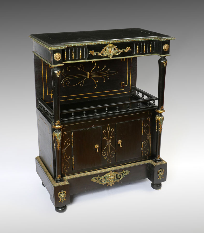 Appraisal: VICTORIAN EBONIZED SIDE CABINET Server side cabinet with ebonized finish