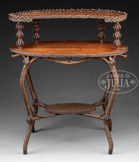 Appraisal: FINE VICTORIAN OAK AND WICKER FANCY STAND BY HEYWOOD BROS