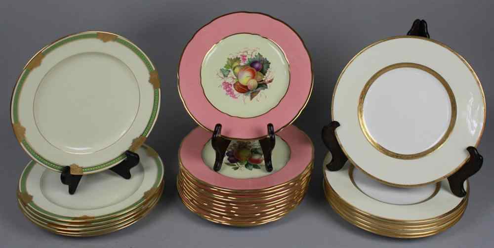 Appraisal: TWENTY-FOUR ENGLISH CREAM GROUND TABLEWARES Including six Mintons gilt and