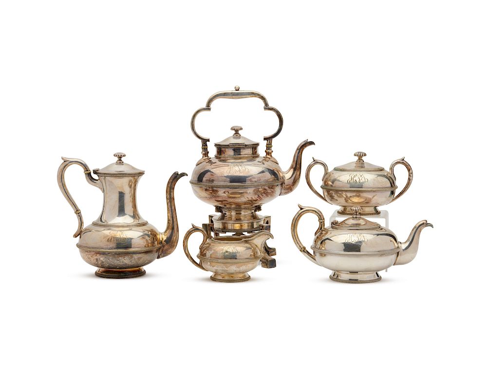 Appraisal: Five Piece BIGELOW KENNARD CO Coin Silver Coffee and Tea