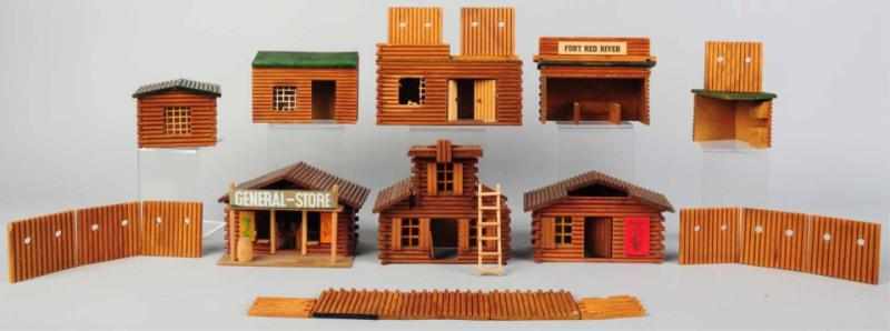 Appraisal: Wooden Stockade Buildings for Western Figures Includes cm scale western