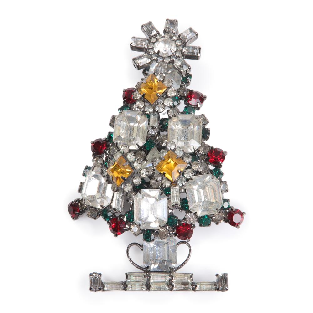 Appraisal: Lawrence VRBA Classic Christmas tree brooch with large layered crystals